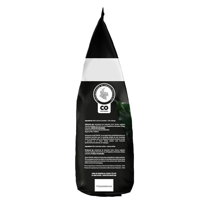 TOSTAO' - 100% Pure Colombian Arabica Coffee - Supremo - Whole Bean - Medium Roast 35 Oz
