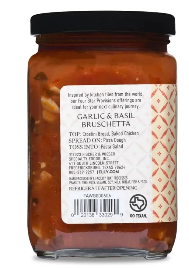 Four Star Provisions Fischer &amp Wieser - Sauces Spreads Jellies Jams &amp Dips (Garlic &amp Basil Bruschetta Spread 10oz)