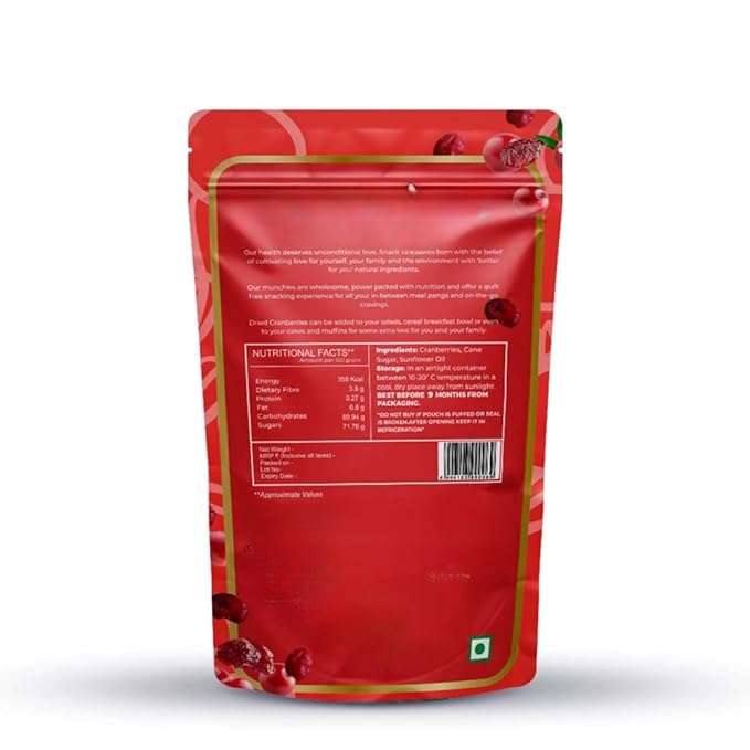 Generic Cranberry Dry fruit (pack of 1) Healthy Snacks Fiber Rich Highly Nutritional No Added Sugar -200 gm