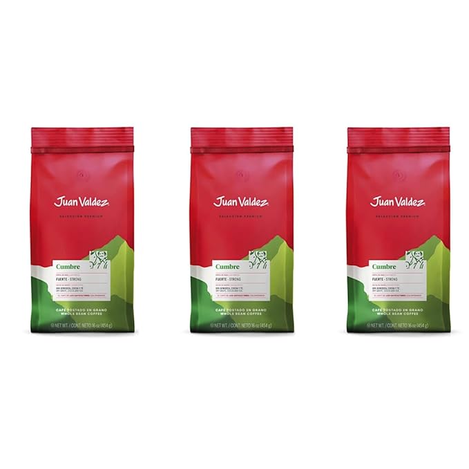 Juan Valdez Cumbre Whole Bean Coffee Dark Roast 16 OZ - 100% Colombian Coffee - Expert blend of Colombian coffees with intense flavors and dry fruits notes (Pack of 3)