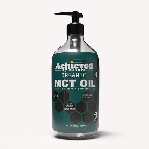 Achieved By Nature Organic MCT Oil 32 oz Pure MCTs from Coconuts C8 and C10 MCTs Keto Diet Friendly Use in Coffee Smoothies High Bioavailability Cold Pressed