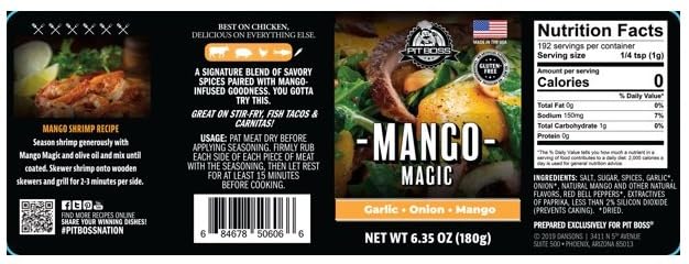 Pit Boss BBQ and Grill Seasoning with the exotic flavors + King Combo QR Code (Mango Tennesse &amp Sweet (1 ea.))