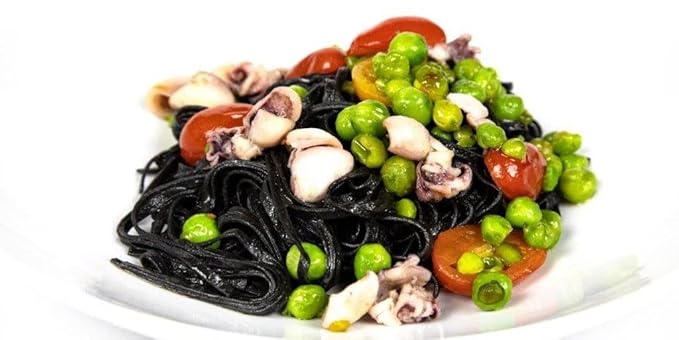 Linguine with Ink of Squid (Pack of 4) - Italian Linguine Al Nero Di Seppia Pasta From the Region of Di Campofilone- Imported Italian Egg Pasta- 8.8 ounces / 250 grams