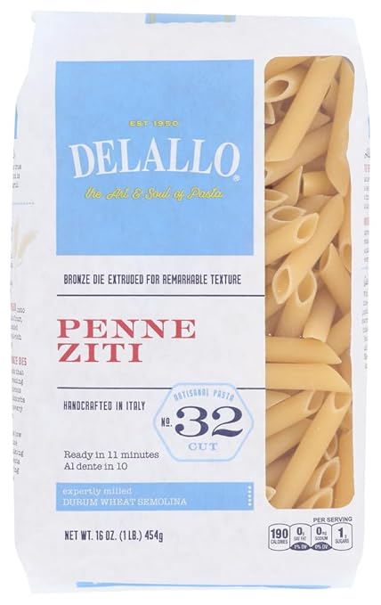 Delallo Number 32 Penne Ziti Pasta 16 Ounce -- 16 per case.