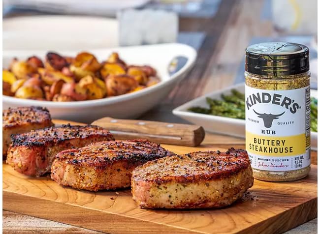 Seasoning Set by KINDERs Pantry Essentials 4 Pack 10.5 oz The Blend 9.5 oz Buttery Steakhouse 9.5 oz Woodfired Garlic 9.4 oz Cowboy Butter Gluten Free Non-GMO