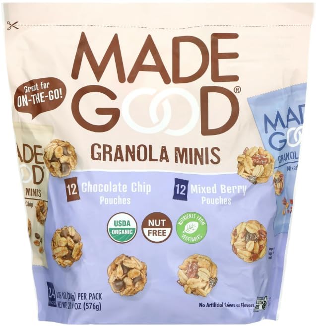 Made Really Good Granola Minis Chocolate Chip and Mixed Berry 24 Pouches USDA Organic Nut Free