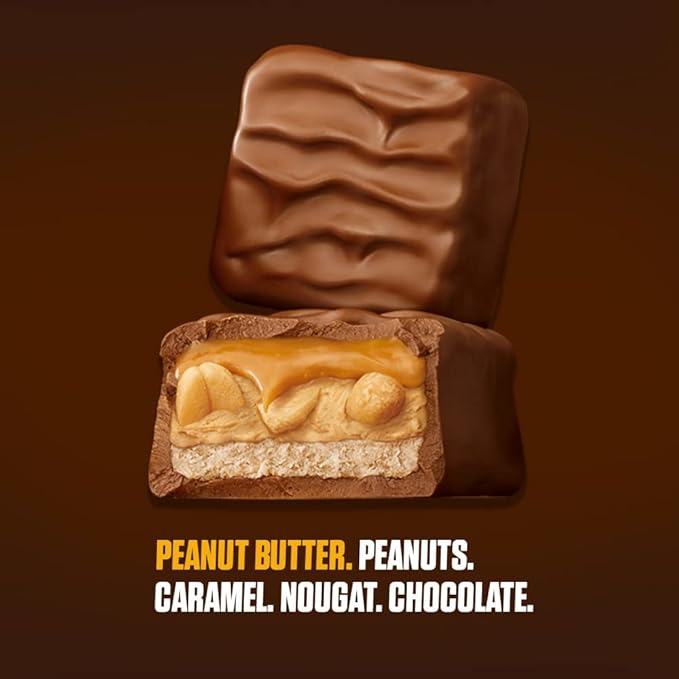 Snickers Peanut Butter Squared Singles Size Chocolate Candy Bars Individually Wrapped Chocolate for Snacks Parties Holidays Bulk 1.78-Ounce 18-Count Box
