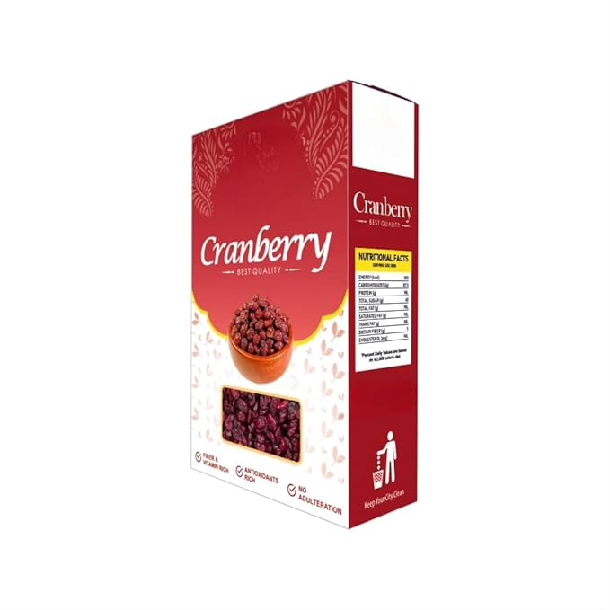 Generic Dehydrated Cranberries Gluten Free Antioxidants Vitamin &amp Dietary Fiber Rich Pack of Unsulfured Ready to Eat Dry Cranberries - 200g