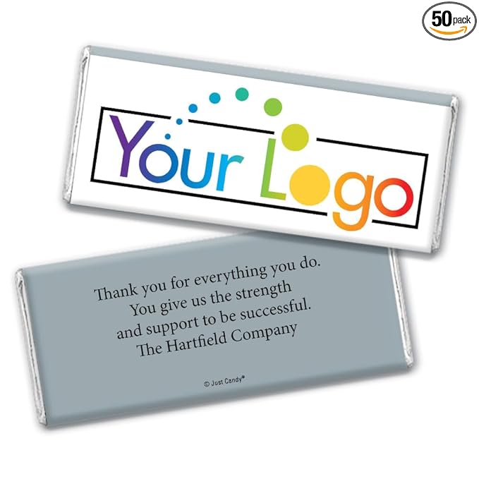 50 Pcs Personalized Candy Promotional Products Add Your Logo Chocolate Bars - Silver