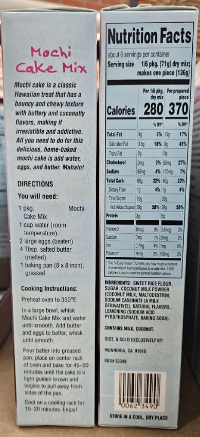 Trader Joe Mochi Cake Mix Hawaiian inspired cake with a chewy mochi texture 15oz 425g (2 Boxes)