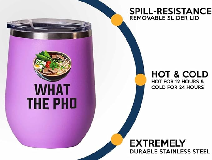 Ramen Lover Pink Edition Wine Tumbler 12oz - What the pho - Food Lovers chicken pumpkin vegan pantry spicy noodles