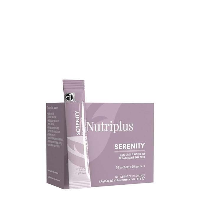 FARMASi Nutriplus Serenity Earl Grey Herbal Tea – Caffeine-Free Instant Bergamot Tea Blend Refreshing Hot or Iced Stick Tea 30 Servings