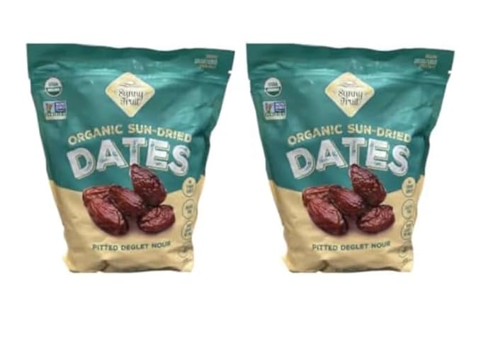 Organic Pitted Dates (Deglet Nour) 2 Pack – 48 oz Each (Total 6 lbs) | No Added Sugar Sulfurs or Preservatives | Non-GMO Vegan Halal &amp Kosher