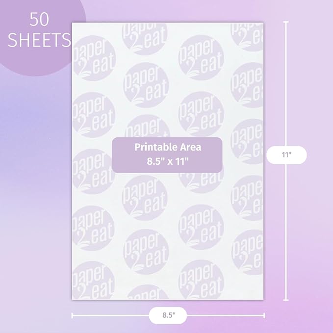 paper2eat edible Miracle Transfer Sheets (formerly Chocolate Transfer Sheets) 8.5“ x 11” – 50 count – For Edible Paper Printers