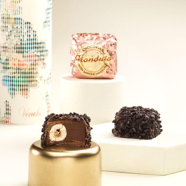 Venchi - Baroque Collection - Premium Round Gift Box with Assorted Chocolates 14.10 oz - Medium Size - Gift Idea - Gluten Free