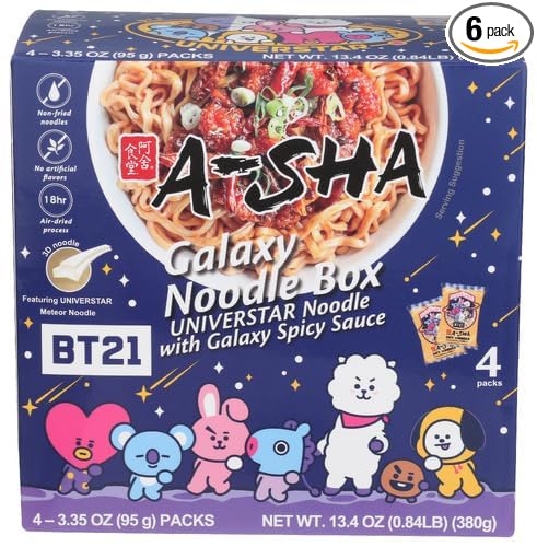 A-Sha Noodles Meteor Spicy Soft Cook 13.4 oz (Pack of 6)
