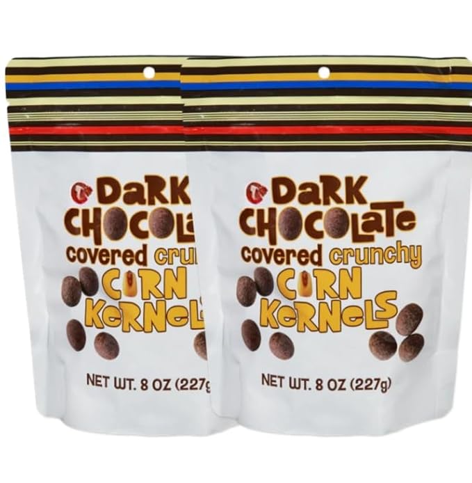 Dark Chocolate Covered Crunchy Corn Kernels 8oz Pack of 2