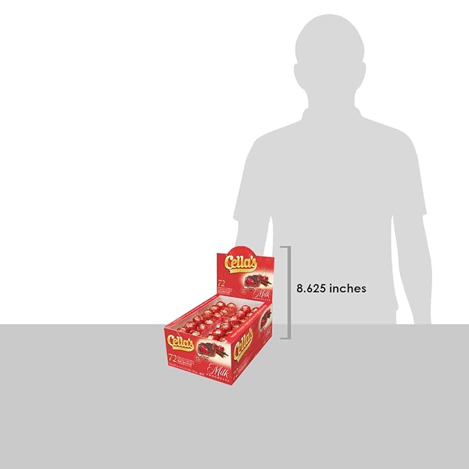 Cella's Milk Chocolate Covered Cherries – Premium Cherry Cordial Candies – Individually Wrapped with Display Box - Peanut Free Gluten Free – 72 Count 2.25 Pounds (Pack of 1)