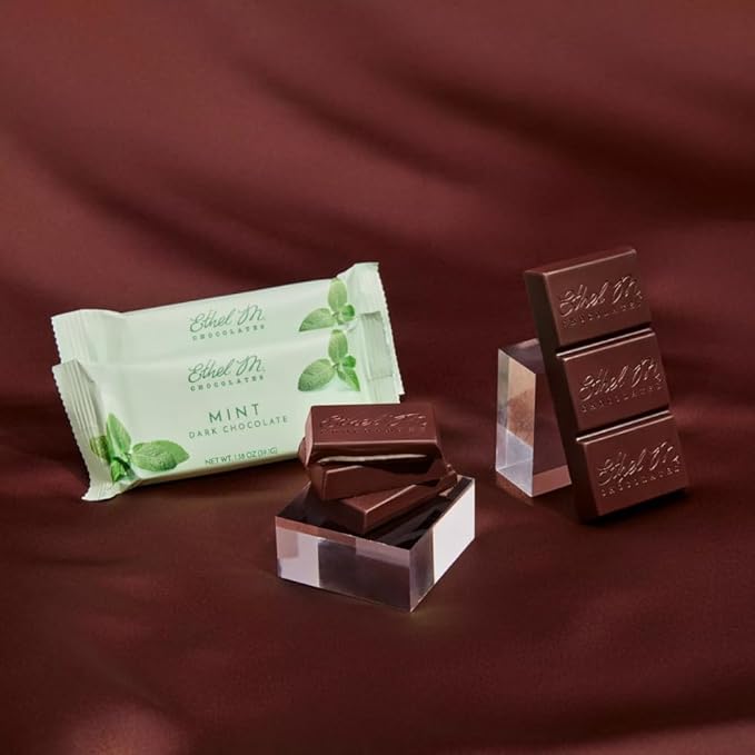 Ethel M Chocolates Premium Dark Mint Chocolate Mint Bars Individually Wrapped Chocolate Candy Bars for Gifting Holidays &amp Everyday Indulgence (24 Pieces)