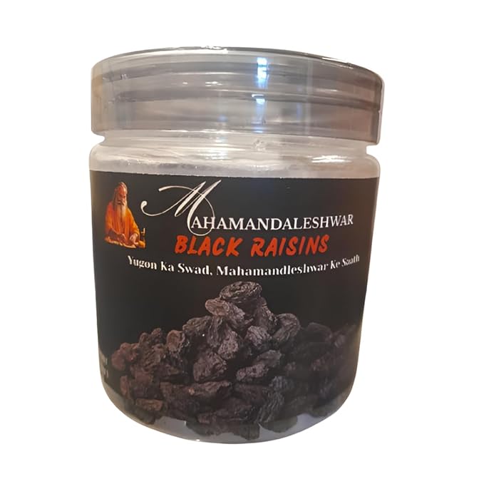 Mahamandaleshwar Premium Black Raisins Whole 3 x 250g | Sun-Dried Kali Kishmish | Handpicked Authentic Indian Taste | High Oil &amp Aroma | Traditional Dry Fruit