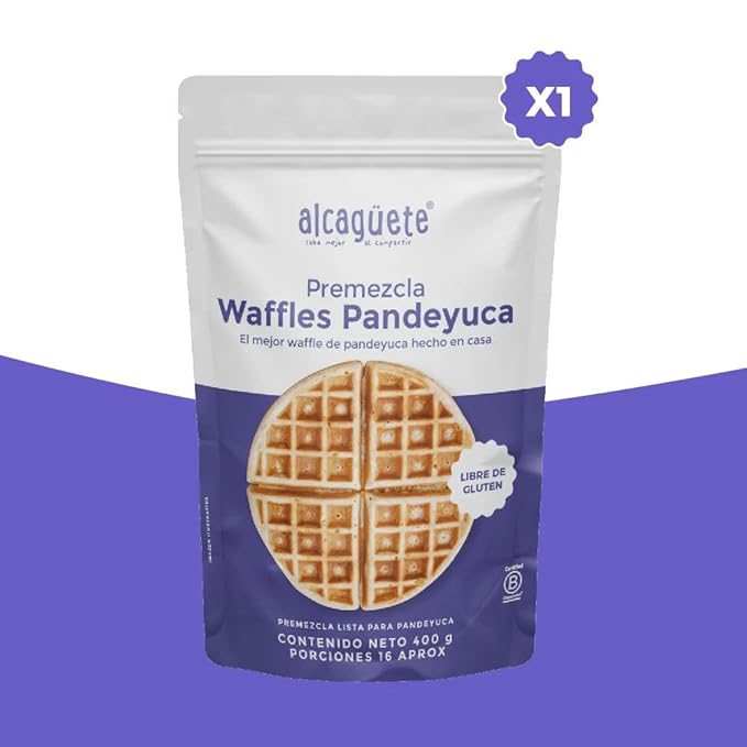 Alcaguete waffles Pandeyuca (2 pack) Cassava bread Cheese waffle Gluten Free &amp no added sugar Works with Waffle Maker - Fast and Fresh Breakfast Foods