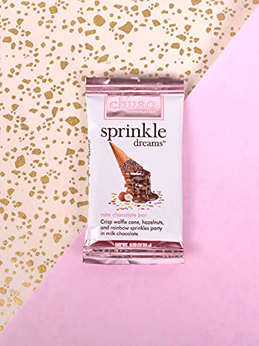 Chuao Chocolatier Sprinkle Dreams Milk Chocolate Mini Bars | Gourmet No Preservatives | For Gift Baskets Birthday Thank You Care Package | 100 Pack