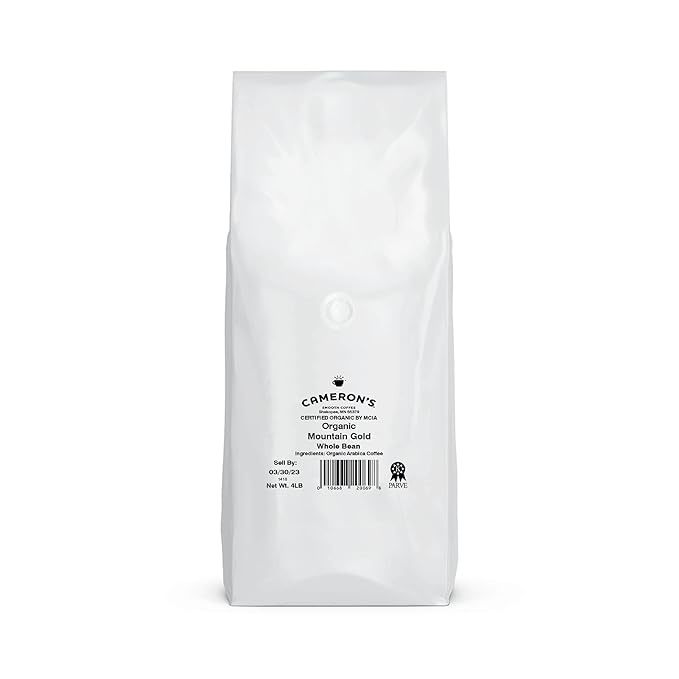 Cameron's Coffee Roasted Whole Bean Coffee Organic Mountain Gold 4 Pound