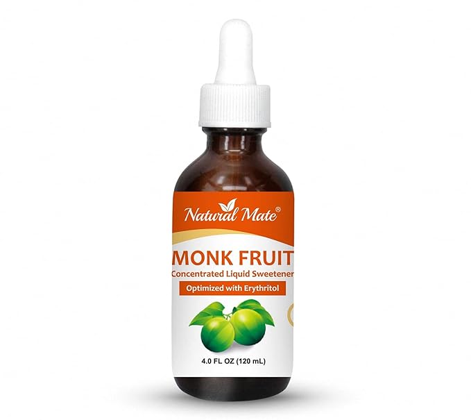 100% Monk Fruit Liquid Sweetener (Optimized with Erythritol) - 4 FL OZ (120 mL) – Glass Bottle| 1Pack)