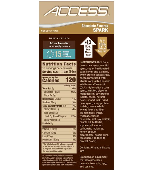 Melaleuca Access - Chocolate S'mores Spark - 10 Exercise Bars 1.05 oz each