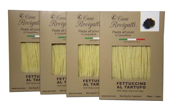 Fettuccine with Truffle (Pack of 4) - Italian Truffle Pasta From the Region of Di Campofilone- Imported Italian Gourmet Egg Pasta- 8.8 ounces / 250 grams