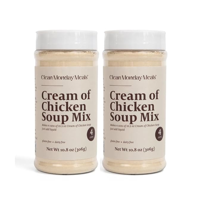 Clean Monday Meals Cream of Chicken &amp Mushroom Soup Mix Bundle | Gluten-Free Dairy-Free Non-GMO Allergen-Friendly | Rich Creamy Savory Soup Bases for Casseroles Sauces Gravies Comfort Meal