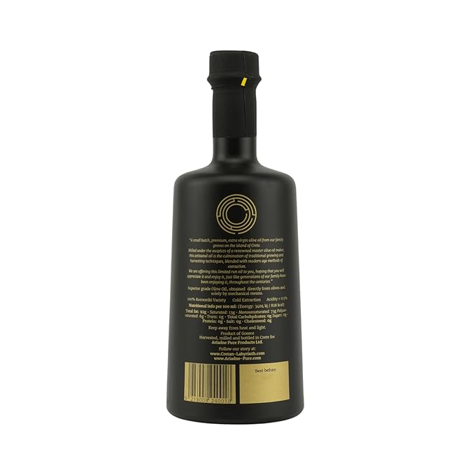 CRETAN LABYRINTH Family Estate High Phenolic (Lab Report Over 1000 mg/kg) Antioxidant Polyphenol Rich 2025 Harvest Greek Extra Virgin Olive Oil Cold Pressed Multiple Award Winner Monovarietal Koroneik