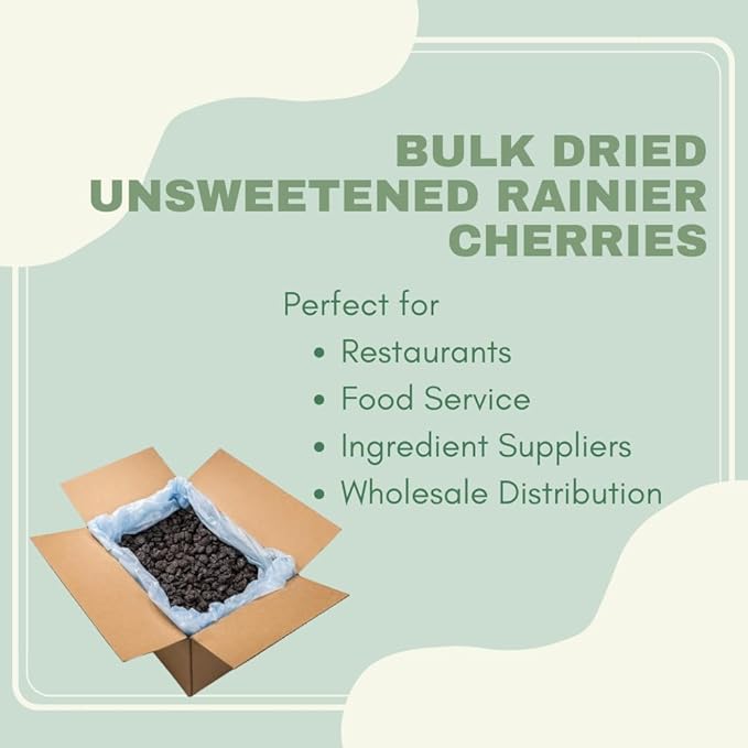 Sunrise Fresh Dried Fruit Company Unsweetened No Sugar Added Dried Rainier Cherries 5lb Bulk Box with Resealable Bag