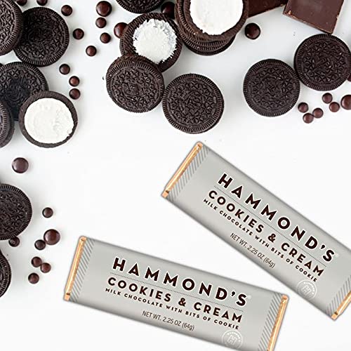 Hammond's Candies Gourmet Chocolate Candy Bars Cookies and Cream 2.25 oz Pack of 5 Handcrafted in the USA