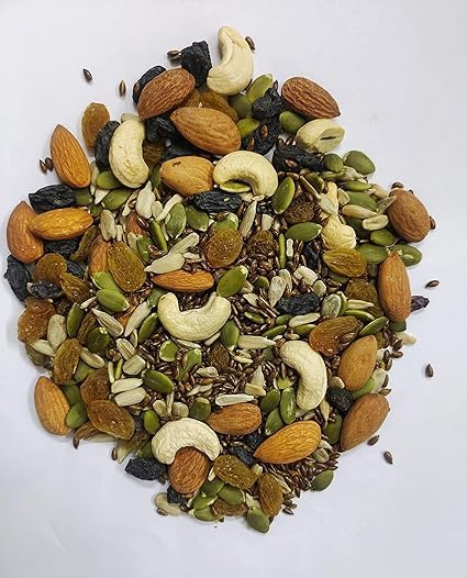 Generic Premium Healthy Trail Mix Almonds | Cashew | Raisins | Black Raisins | Pumpkin | Sunflower | Flax Seeds | Apricots | Healthy Snack | Loaded with Protein 500 gm