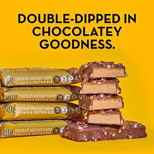 FULFIL Vitamin and Protein Bars Chocolate Salted Caramel Snack Sized Bar with 15g Protein &amp Vitamin and Protein Bars Hazelnut Snack Sized Bar with 15 g Protein and 8 Vitamins