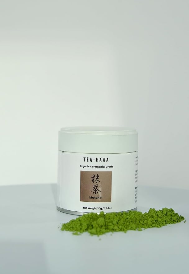 TEA-HAVA: CERTIFIED JAPANESE ORGANIC Matcha Superior Ceremonial Blend – Authentic Japanese First Harvest Ceremonial Grade AA (100% Organic) Matcha Green Tea Powder from Uji Kyoto (30g / 1.06 oz)