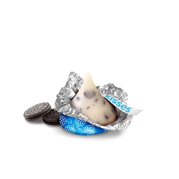 KISSES Cookies and Cream 2lbs Approx 200 Pieces Candy Kisses Cookies &amp Cream White MILK Chocolate and Cookies Bulk 2 lb - Blue Kisses Chocolate Candy Individually Wrapped