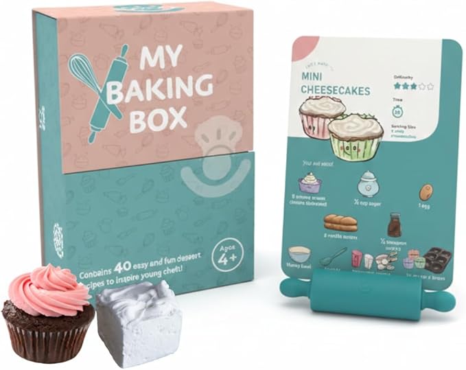 My First Dessert Recipe Box for Kids: Montessori-Inspired Easy-to-Follow Recipes with Visual Guides. Cookbook for Kids Ages 4+ with Storage Box and Recipe Stand.