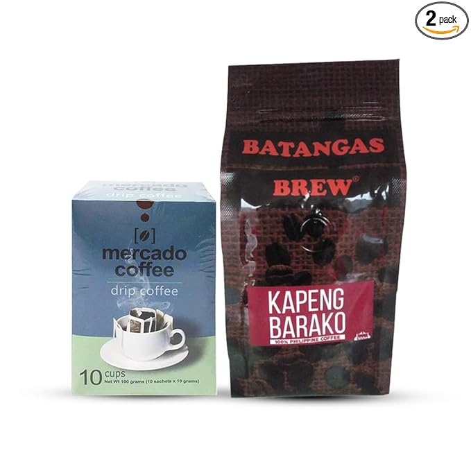 Mercado Drip Coffee Bundle 100g– Premium Ground Coffee Single-Serve Brew Bags Convenient Portable Drip Packets for Fresh Hot Coffee Assorted Flavors (300g Regular Blend)