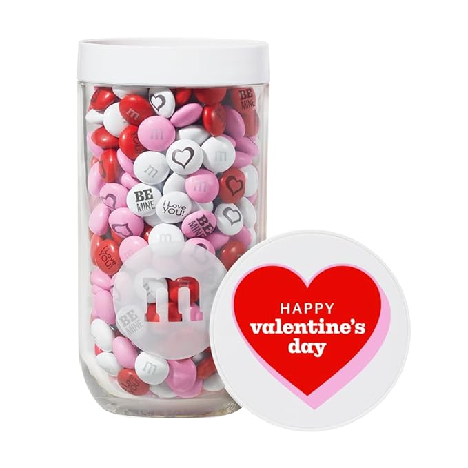M&ampM’S Valentine's Day Gift Jar Unique Valentine Gift filled with Pre-Designed M&ampM’S Candies