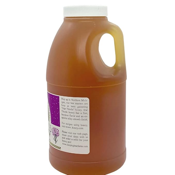 Star Thistle Honey Jug 3 lbs. Bulk Honey Jar Unpasteurized Unblended No Additives Pure Michigan Honey