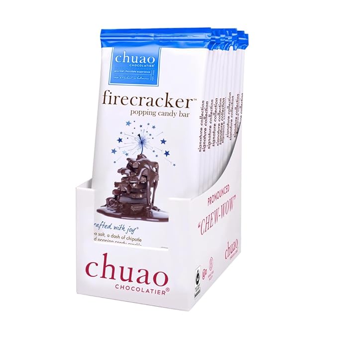 Chuao Chocolatier Firecracker Dark Chocolate Bars | Gourmet Chocolate Sea Salt Chipotle Artisan European No Preservatives | For Gift Baskets Christmas Valentines Day Gifts for Women Men Birthday