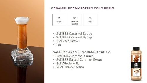1883 Salted Caramel Syrup for Drinks Made in France 1 Liter Glass Bottle