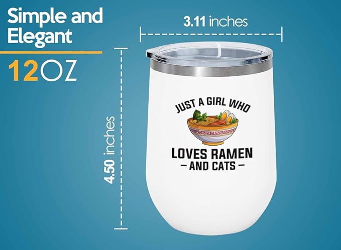 Ramen Lover White Edition Wine Tumbler 12oz - Just a girl who loves - Food Lovers chicken pumpkin vegan pantry spicy noodles