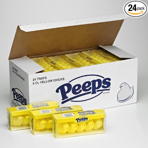 Marshmallow Peeps Yellow Chicks 5 Chicks Per Package (Case of 24 Packages)