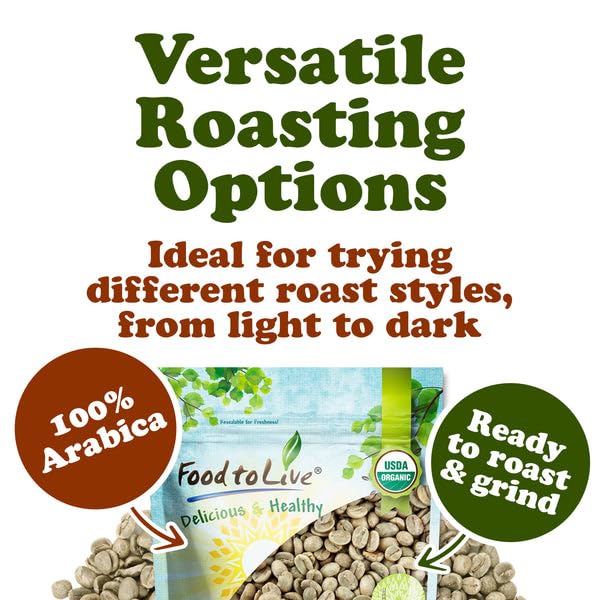 Food to Live Organic Nicaragua Arabica Green Coffee Beans 2.5 Pounds – Whole Unroasted Washed Bean. Fresh Crop. No-GMO Vegan Bulk