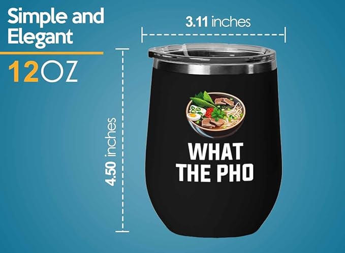 Ramen Lover Black Edition Wine Tumbler 12oz - What the pho - Food Lovers chicken pumpkin vegan pantry spicy noodles