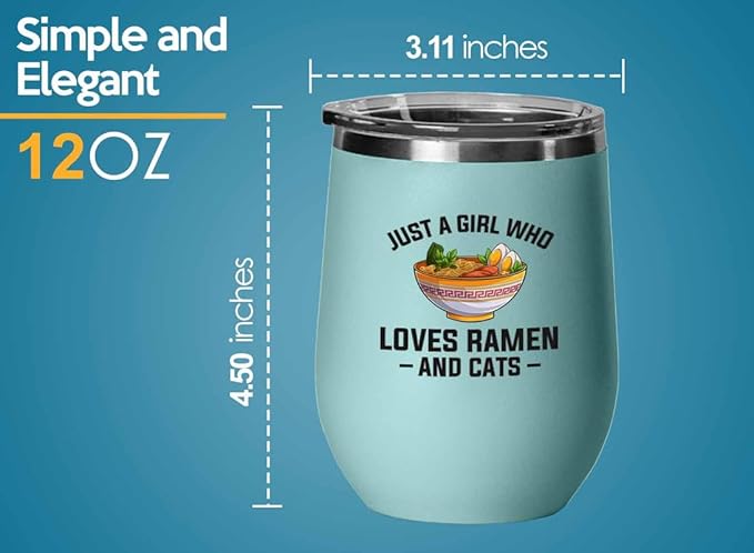 Ramen Lover Teal Edition Wine Tumbler 12oz - Just a girl who loves - Food Lovers chicken pumpkin vegan pantry spicy noodles