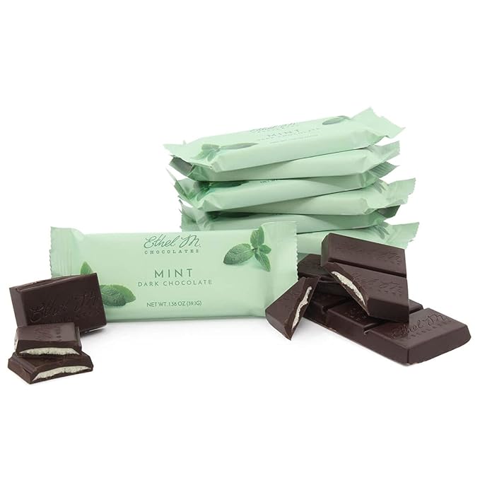 Ethel M Chocolates Premium Dark Mint Chocolate Mint Bars Individually Wrapped Chocolate Candy Bars for Gifting Holidays &amp Everyday Indulgence (24 Pieces)